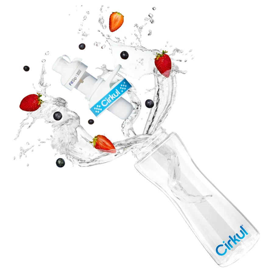 FREE 22oz. Plastic Bottle & Blue Comfort Grip Lid